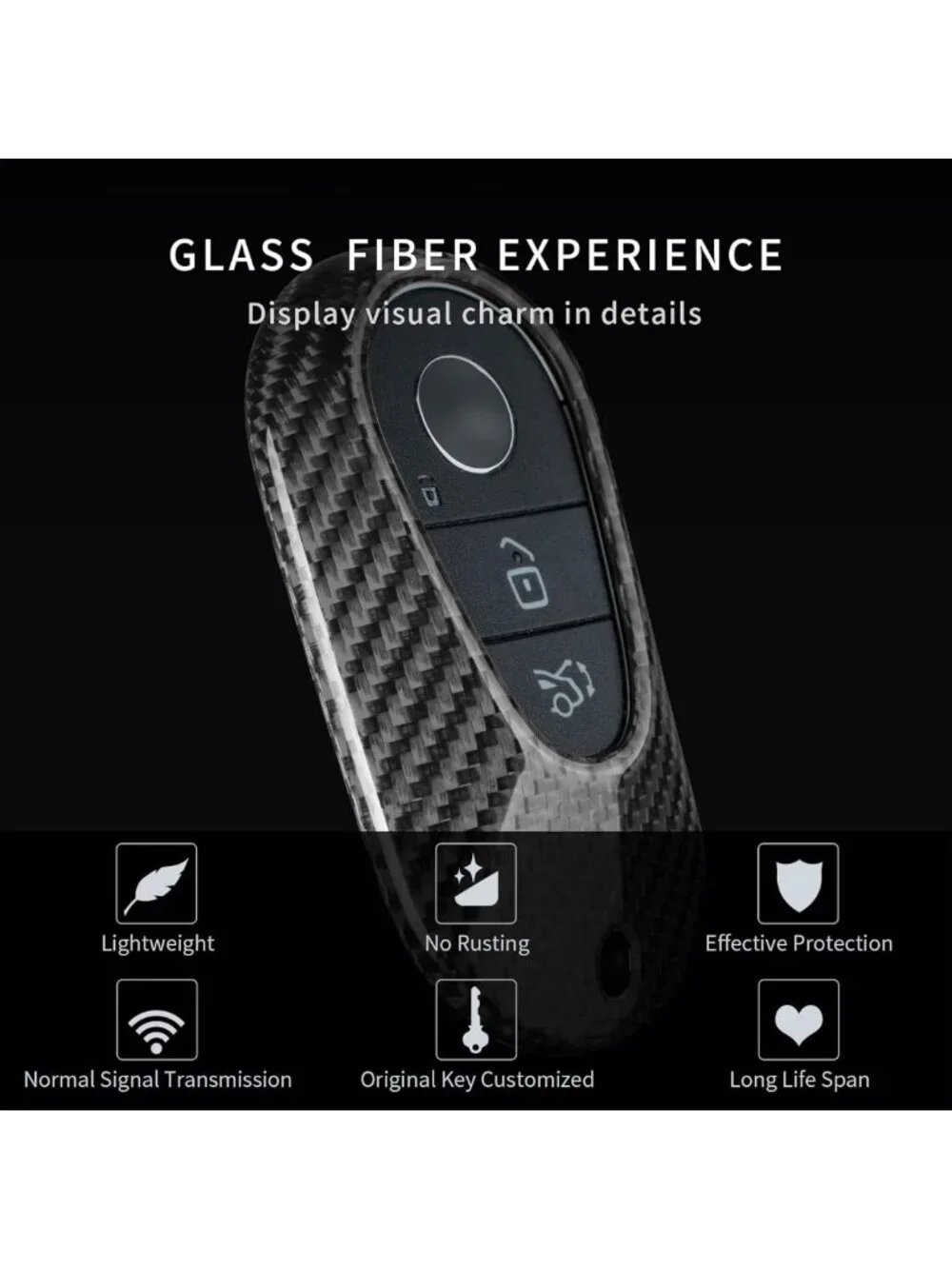 Sleek Key Fob Cover for Mercedes, Real Carbon Fiber Protector, Fits EQE350